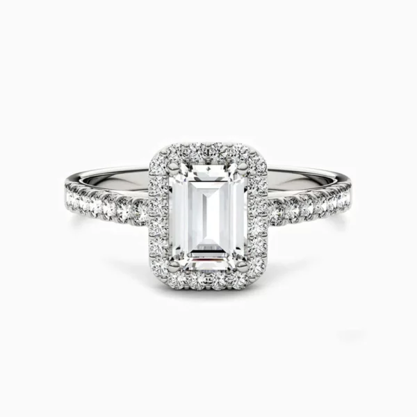 lanewoods Emerald Pave Moissanite Halo Ring