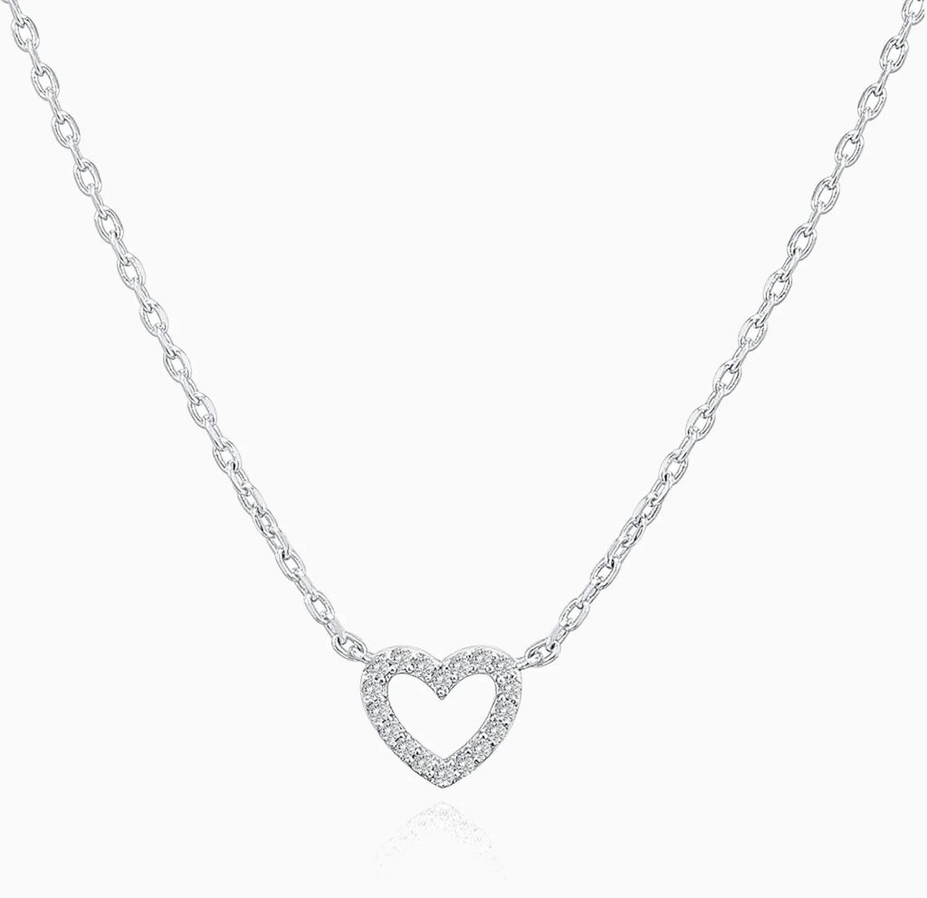 Lane Woods 925 Silver Eternal Love Heart Moissanite Necklace