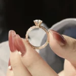 Lane Woods 925 Silver Fairy Feather Full Brick Round Moissanite Ring