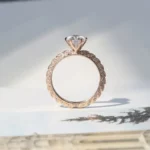 Lane Woods 925 Silver Fairy Feather Full Brick Round Moissanite Ring