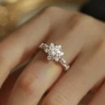 Lane Woods 925 Silver Fairy Flower Round Moissanite Ring