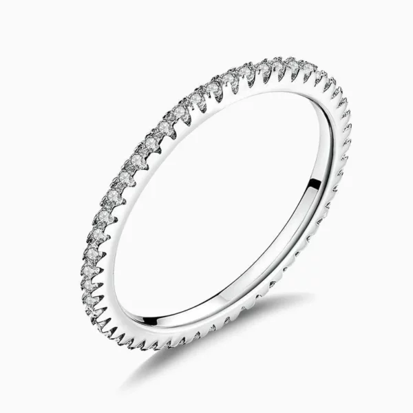 Lane Woods 925 Silver Fashion Promise Engagement Wedding Band Pave Moissanite Ring