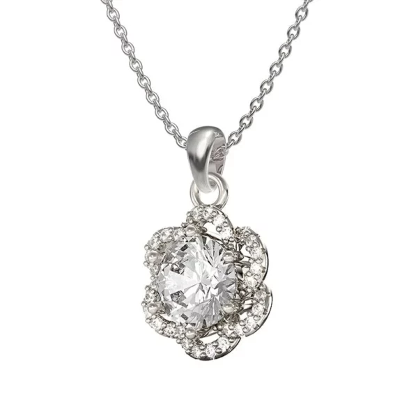 Lane Woods 925 Silver Flower Moissanite Necklace