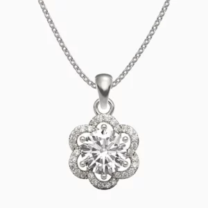 Lane Woods 925 Silver Flower Moissanite Necklace