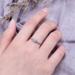 Lane Woods 925 Silver Flower-shaped Promise Engagement Wedding Moissanite Ring