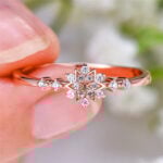 Lane Woods 925 Silver Flower-shaped Promise Engagement Wedding Moissanite Ring