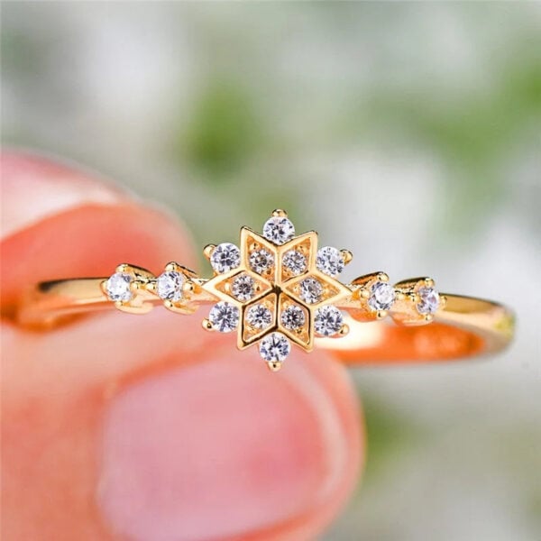 Lane Woods 925 Silver Flower-shaped Promise Engagement Wedding Moissanite Ring