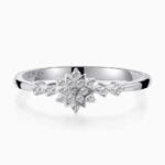 Lane Woods 925 Silver Flower-shaped Promise Engagement Wedding Moissanite Ring