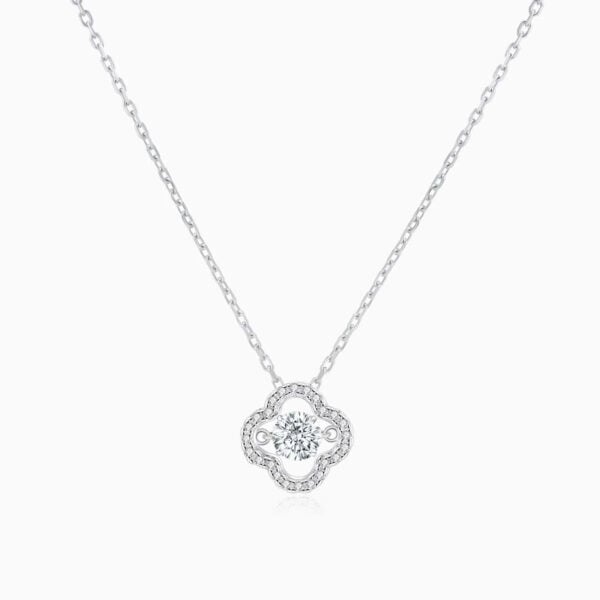 Lane Woods 925 Silver Four Leaf Clover Moissanite Solitaire Necklace