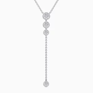 Lane Woods 925 Silver Four Main Gemstones Round Moissanite Halo Necklace
