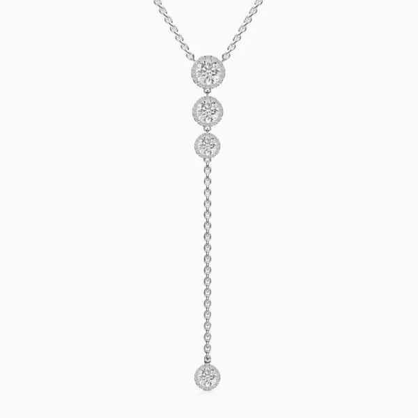 Lane Woods 925 Silver Four Main Gemstones Round Moissanite Halo Necklace