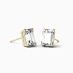 Lane Woods 925 Silver Four Prong Emerald Cut Moissanite Earring