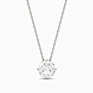 Lane Woods 925 Silver Four Prong Round Moissanite Necklace