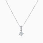 Lane Woods 925 Silver Four Prong Round Moissanite Necklace