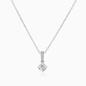 Lane Woods 925 Silver Four Prong Round Moissanite Necklace