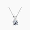 Lane Woods 925 Silver Four Prongs Round Moissanite Necklace
