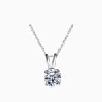 Lane Woods 925 Silver Four Prongs Round Moissanite Necklace