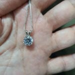 Lane Woods 925 Silver Four Prongs Round Moissanite Necklace