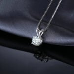 Lane Woods 925 Silver Four Prongs Round Moissanite Necklace
