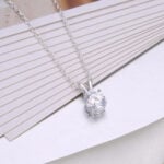 Lane Woods 925 Silver Four Prongs Round Moissanite Necklace