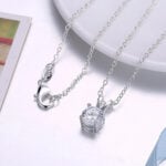 Lane Woods 925 Silver Four Prongs Round Moissanite Necklace