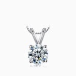 Lane Woods 925 Silver Four Prongs Round Moissanite Necklace