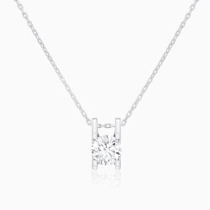 Lane Woods 925 Silver H-Shaped Moissanite Solitaire Necklace