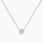 Lane Woods 925 Silver Halo Round Moissanite Necklace