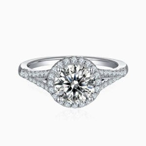 Lane Woods 925 Silver Halo Round Solitaire Moissanite Ring