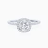 Lane Woods 925 Silver Halo Round Solitaire Pave Side Stones 1 Carat