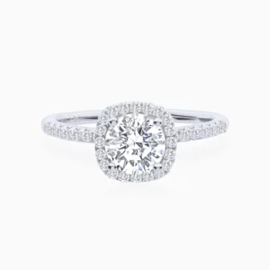 Lane Woods 925 Silver Halo Round Solitaire Pave Side Stones 1 Carat