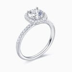 Lane Woods 925 Silver Halo Round Solitaire Pave Side Stones 1 Carat