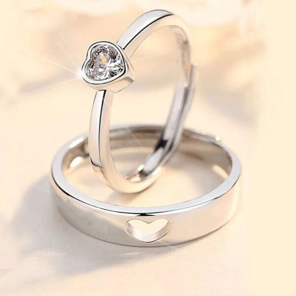 Lane Woods 925 Silver Heart-Shaped Couple Promise Moissanite Ring