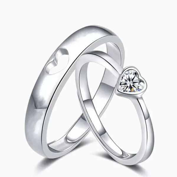 Lane Woods 925 Silver Heart-Shaped Couple Promise Moissanite Ring