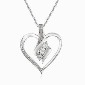 Lane Woods 925 Silver Heart Shaped Moissanite Necklace