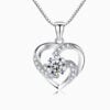 Lane Woods 925 Silver Heart-Shaped Round Moissanite Necklace