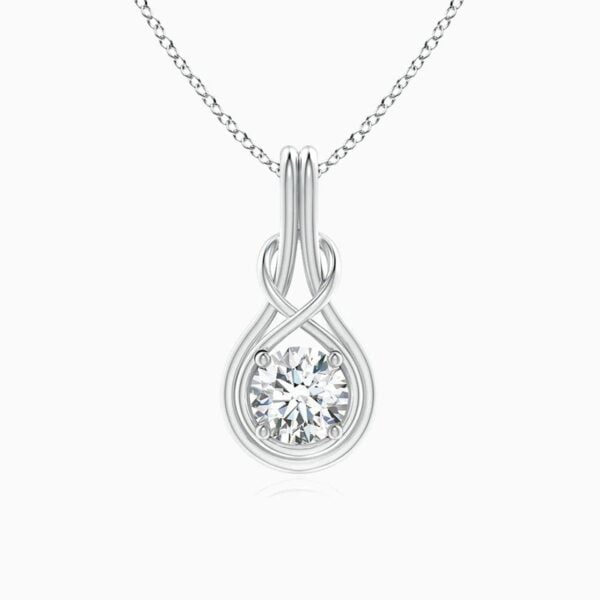 Lane Woods 925 Silver Infinity Knot Round Moissanite Necklace