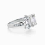 Lane Woods 925 Silver Leaf Emerald Cut Moissanite Ring (1)
