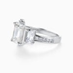 Lane Woods 925 Silver Leaf Emerald Cut Moissanite Ring (2)