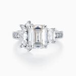 Lane Woods 925 Silver Leaf Emerald Cut Moissanite Ring