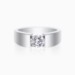 Lane Woods 925 Silver Mens Wedding Bands Round Moissanite Solitaire Stackable