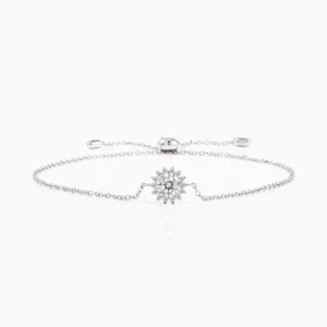 Lane Woods 925 Silver Moissanite Bracelet With Round Solitaire Pendant Radial Micro Pave With Side Stones 1 Carat