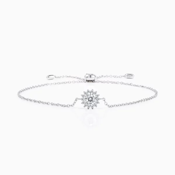 Lane Woods 925 Silver Moissanite Bracelet With Round Solitaire Pendant Radial Micro Pave With Side Stones 1 Carat