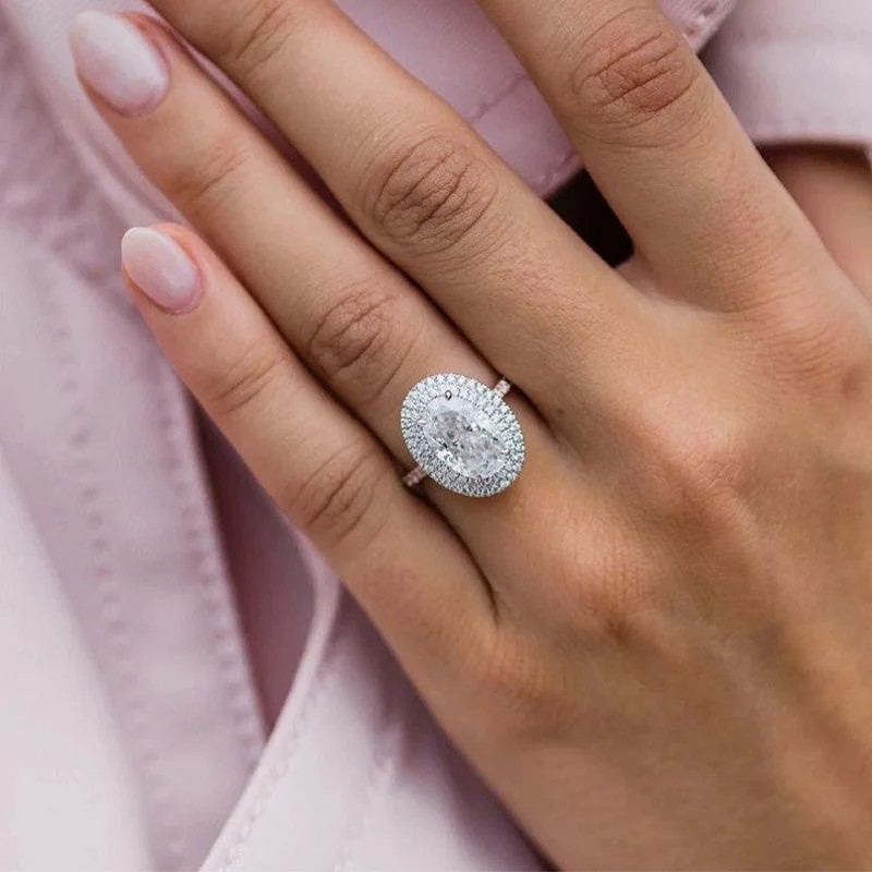 ENGAGEMENT RINGS: Diamond & Gold Oval Double Halo Engagement Ring | Max  Diamonds | Bespoke Jeweler London | Wedding Rings