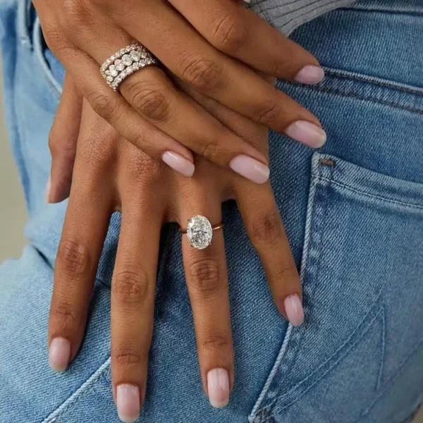 Lane Woods 925 Silver Oval Cut Moissanite Solitaire Ring