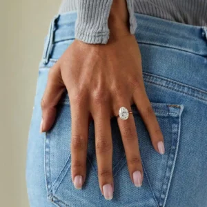 Lane Woods 925 Silver Oval Cut Moissanite Solitaire Ring