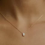 Lane Woods 925 Silver Oval Solitaire Moissanite Necklace