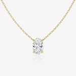 Lane Woods 925 Silver Oval Solitaire Moissanite Necklace