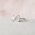 Lane Woods 925 Silver Pave Cushion Cut Moissanite Ring