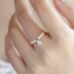Lane Woods 925 Silver Pear Shape Moissanite Ear Of Wheat Ring